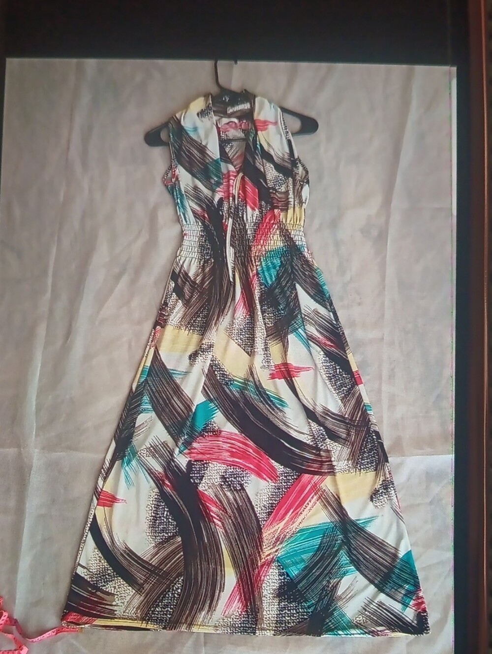 Sleeveless Multicolor Brushstroke Maxi Dress - Picture 2 of 5